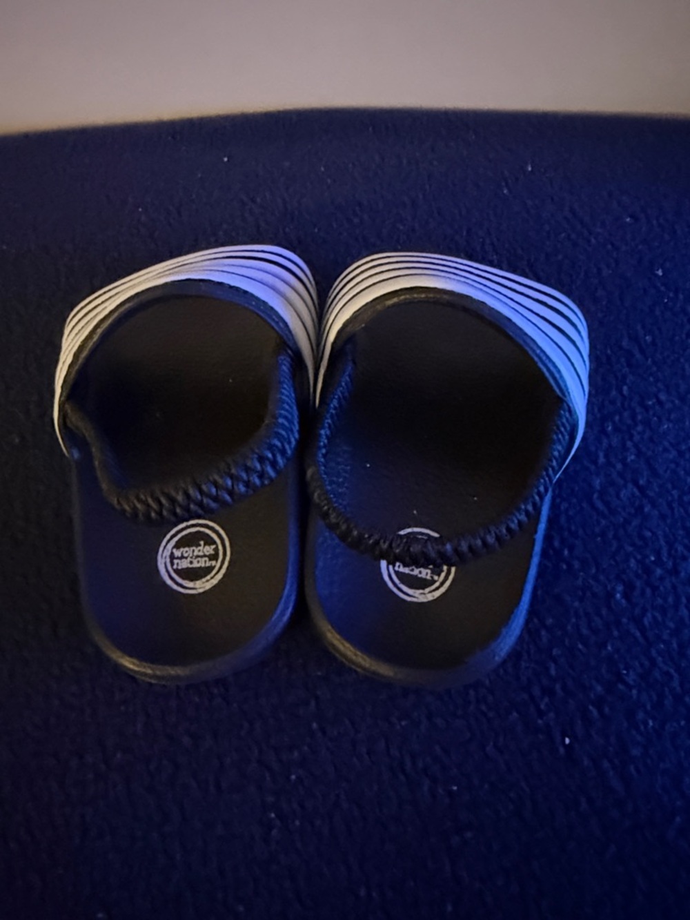 wonder nation Black and White Striped Slide Sandals for Kids